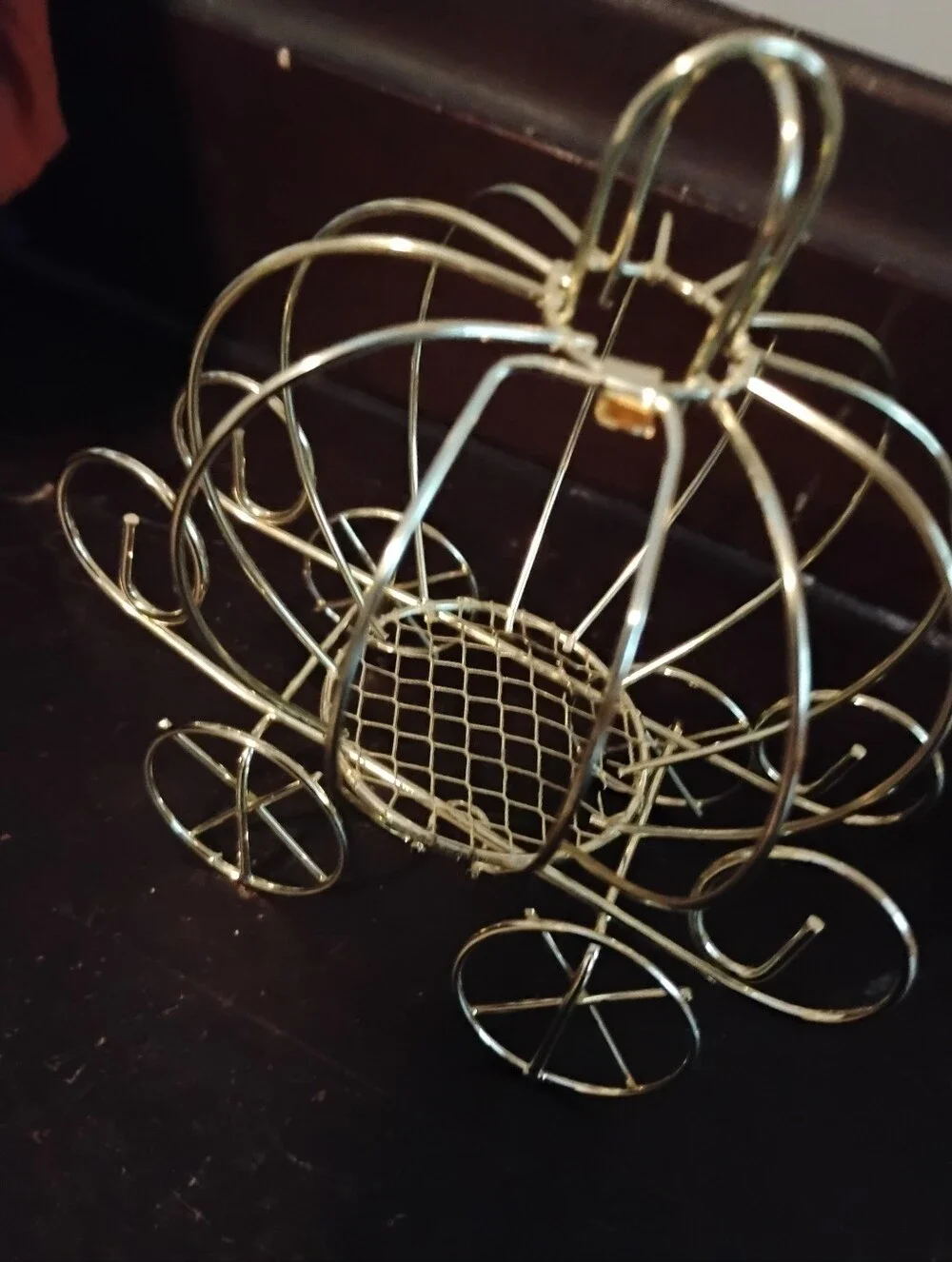 Set of 2 Gold Wire Cinderella Pumpkin Carriage Centerpieces Princess Party Decor